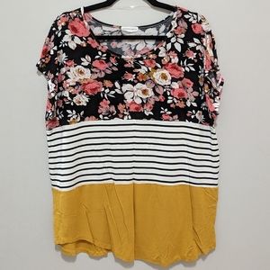 Floral color block top
